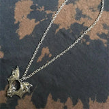 Stainless Steel Punk Bat Pendant Necklace