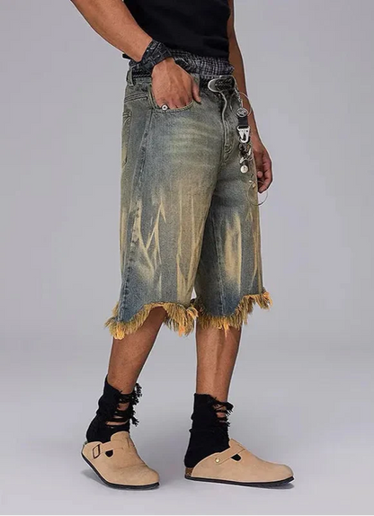 Blue Ripped American Denim Short