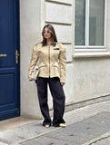Minimalist Patchwork Short Sleeve Leather Jacket