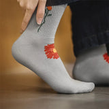Vintage Floral Jacquard Knit Crew Socks
