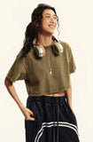Women's Washed Stitching Crop Top