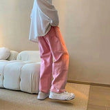 Wardrobe Staple Elegant Pink Baggy Cargo Jeans