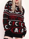 Spooky Moon Skull Pattern Sweater