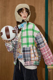 Y2K Color Block Plaid Casual Puffer Jacket