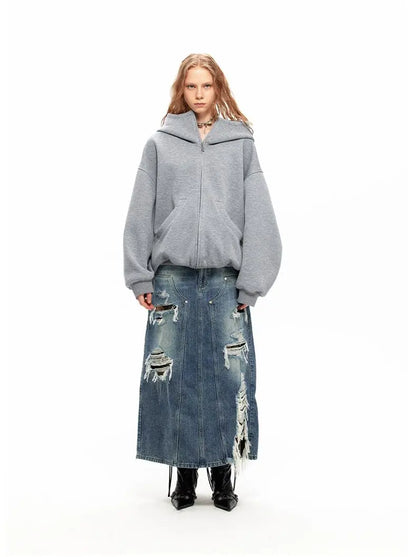 Women Cool Thick Oversize Zip-Up Sweatshirt