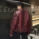 Y2K Riveted Snakeskin PU Leather Jacket