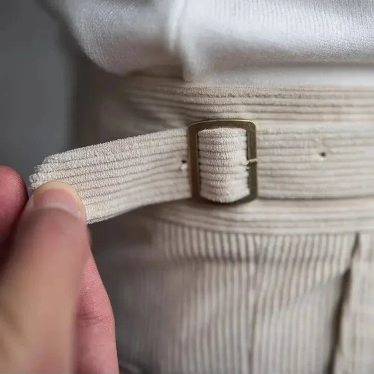 Self-Belt Corduroy Pants