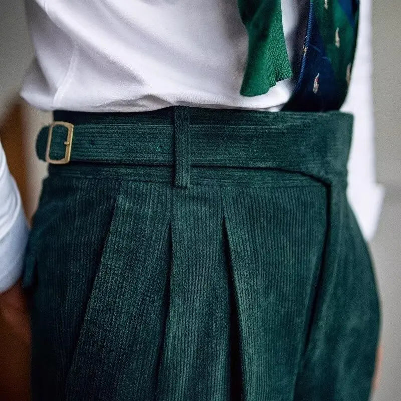Self-Belt Corduroy Pants