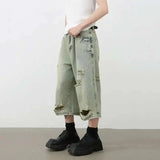 Breathable Vintage Ripped Knee Denim Jorts