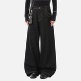 American Style Embroidery Flared Wide Leg Jeans