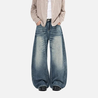 American Style Washed High Waisted Curved Jeans