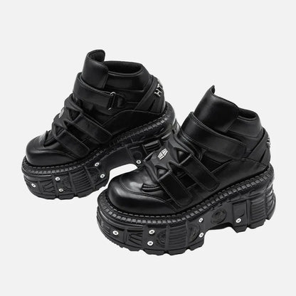 Gothic Ankle with Metal Decor Lace Up Heel Boots