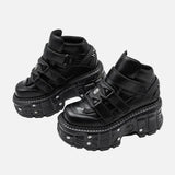 Gothic Ankle with Metal Decor Lace Up Heel Boots