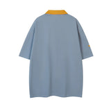 Starry Embroidered Turn Down Collar Hip Hop Casual T-Shirt