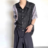 Embroidered Jacquard Retro Short-Sleeved Shirt