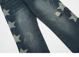 Ripped Side Stars Denim Pants
