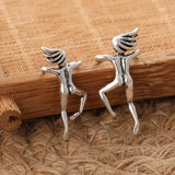 Retro Silver Character Clip Earring