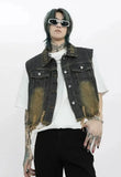 Cowboy Style Distressed Denim Vest