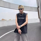 Vintage Washed Oversize Sleeveless Crew T-Shirt