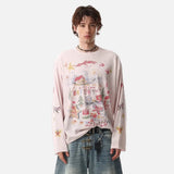 Flattering Graffiti Print Long Sleeve T-Shirt