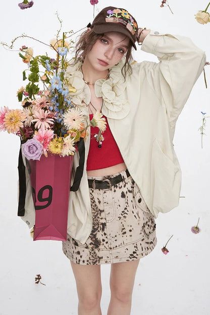Sweet Ruffles Collar Casual Loose Jacket