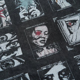 Gothic Eye Graphic Washed Black T-Shirt