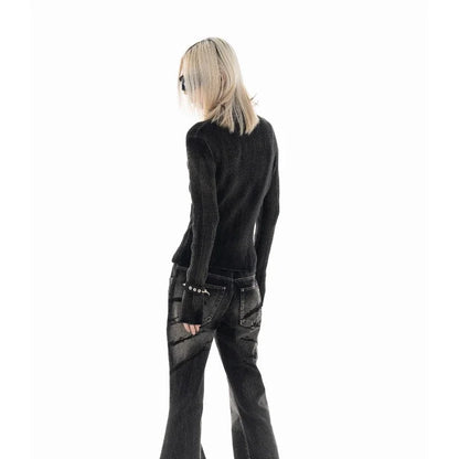 Model wearing the black Y2K Starbrust Sweatshirt 