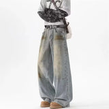 Streetwear Vintage Distressed Wide Leg Denim Jeans