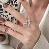 Aesthetic Geometric Hollow Heart Ring