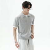 Cleanfit Lapel Contrast Color Casual Polo T-Shirt