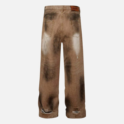 Vintage Streetwear Distressed Tie Dye Denim Jeans