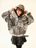 Women American Style Doberman Print Hooded Sweatshirt