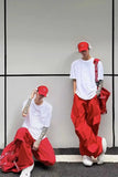 Men Streetwear Red Vibe Loose Wide Leg Pants
