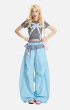 Trendy Embroidered Scimitar Wide Leg Jogger