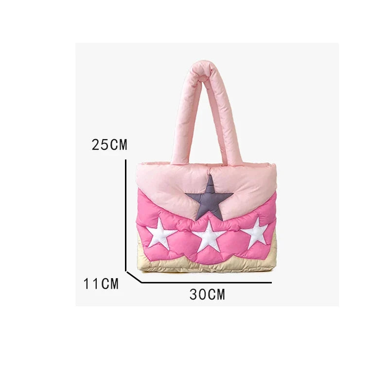 Starry Quilted Puffed Handbag