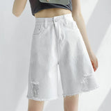 Korean White Stylish Tassels Denim Shorts