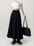 Pleated Dark Academia Midi Skirt