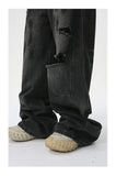 Vintage Distressed Ripped Straight Denim Jeans