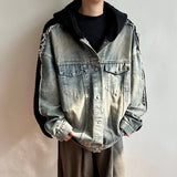 Trendy Knitt Hooded Raw Edge Denim Jacket