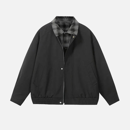 Streetwear Color Blocked Lapel Multiple Pockets Jacket