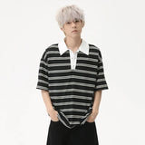 Striped Casual Button Down T-Shirt