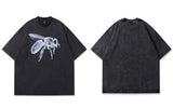 Oversized Vintage Black Washed Bee Microscope T-Shirt