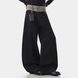 Black Distressed Patchwork Loose Fit Jeans