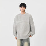 Cozy Textured Striped Crew Neck Sweater