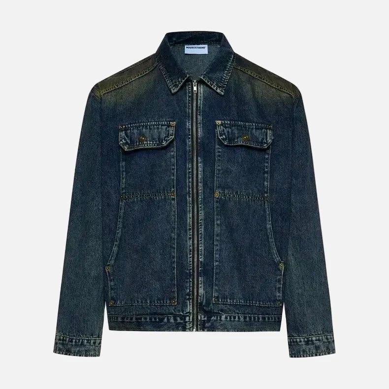 Streetwear American Style Old Washed Denim Jacket