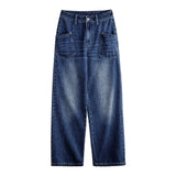 Mid Waist Multipocket Wide Leg Jeans