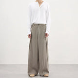 Vintage Plaid Print Wide Leg Suit Pants