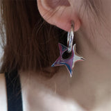 Trendy Korean Pentagram Star Hoop Earrings