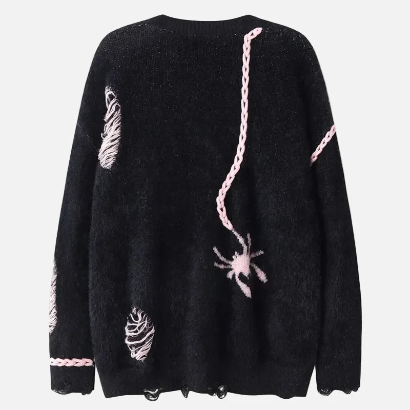 Gothic Oversized Knitted Spider Casual Cardigan