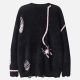 Gothic Oversized Knitted Spider Casual Cardigan